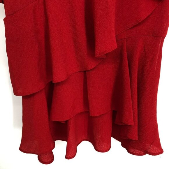 NWT Maddison Red One Shoulder Ruffle Layered Top size 6 - Picture 14 of 16